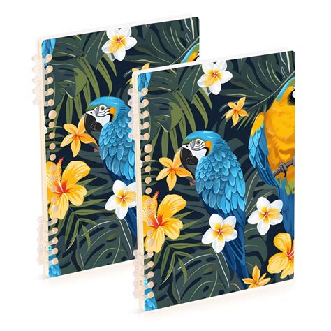 2 Pcs Parrots Birds And Flowers Spiral Notebooks 60 Sheets 120 Pages A5