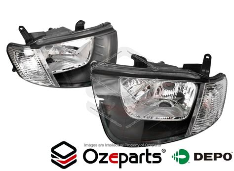 Pair LH RH Head Light Front Lamp For Mitsubishi Triton Ute ML 2006 2009