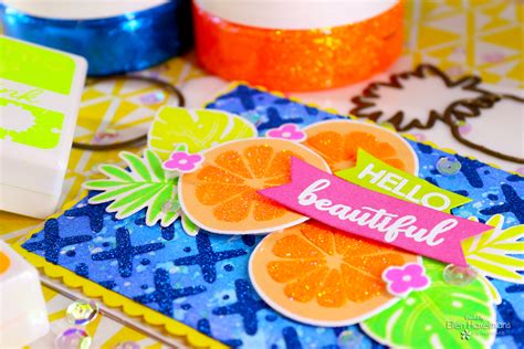 Colorful Stenciled Glitz Glitter Gel Fruit Cards Therm O Web