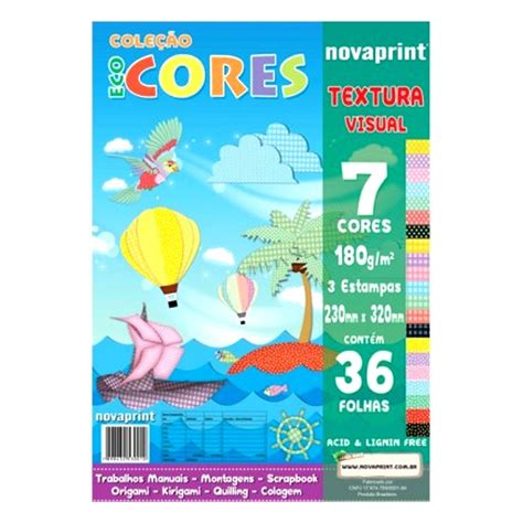 Bloco Ecocores Textura Visual 1 180g 230x320mm 36 Folhas 7 Estampas