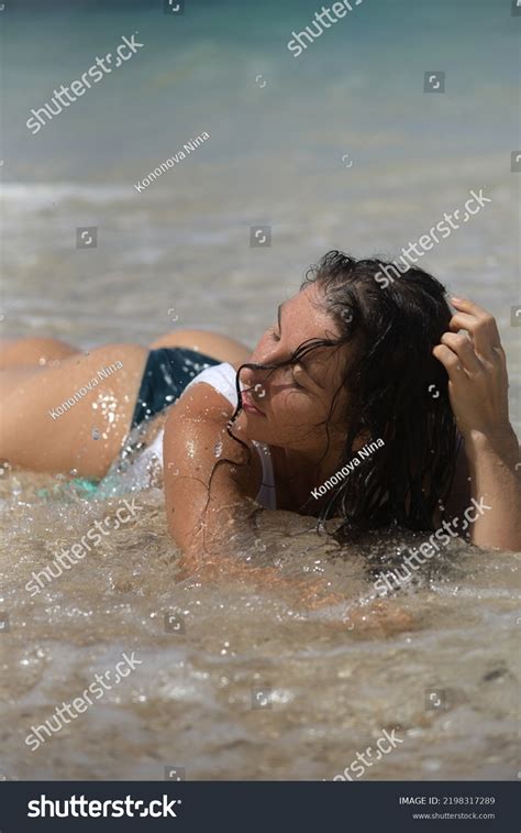 Portrait Brunette Girl Swimsuit Swimming Water Stock Photo Shutterstock