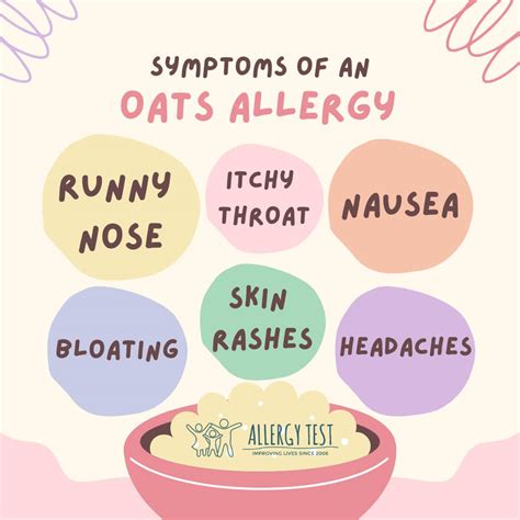 Symptoms of an oat allergy: runny nose, itchy throat, nausea, bloating ...