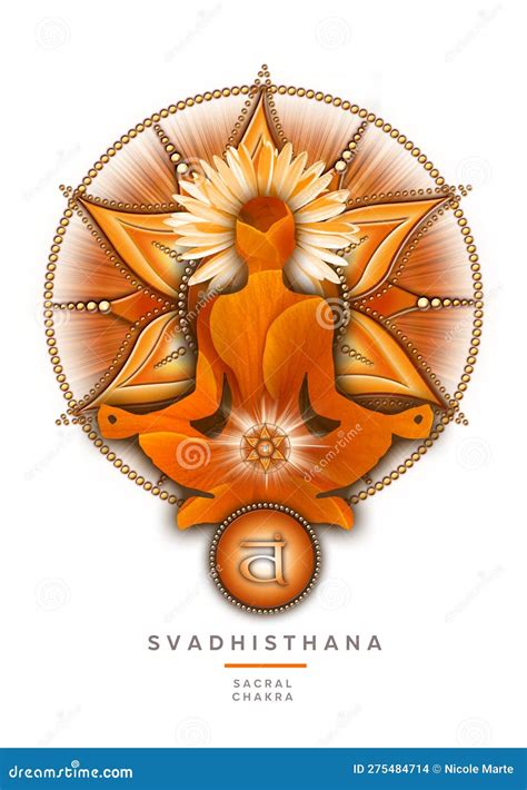 Sacral Chakra Meditation In Yoga Lotus Pose In Front Of Svadhisthana