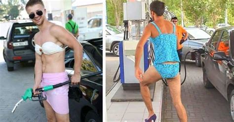 Gas Station Offers Free Fuel For Anyone In Bikini Doesnt Expect Men To Take The Challenge