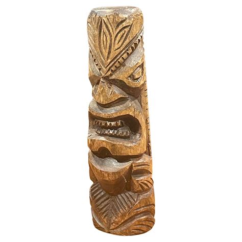 Mcm Vintage Wood Tiki Faces Totem Pole G Grouplimited