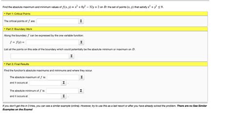 Solved Find The Absolute Maximum And Minimum Values Of Chegg