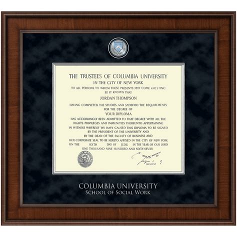 Columbia School Of Social Work Diploma Frames Church Hill Classics