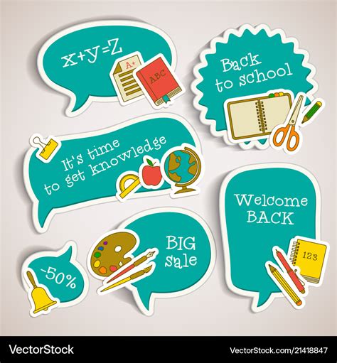 Paper Education Stickers Set Royalty Free Vector Image