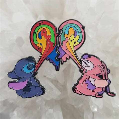 Stitch Trippy Rainbow Pule Love Pin Set Mythical Merch Rpins