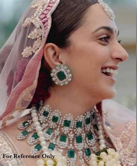 Kiara Advani Inspired Bridal Set Emerald Green Diamond Bridal Set Cubic