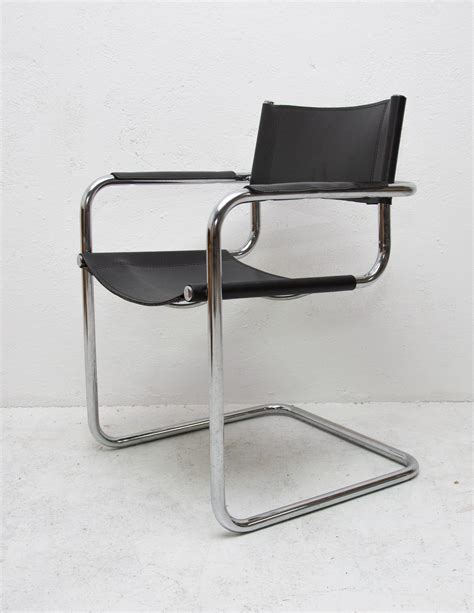 Italian S34 Leather And Chrome Cantilever Chairs By Mart Stam 1980s