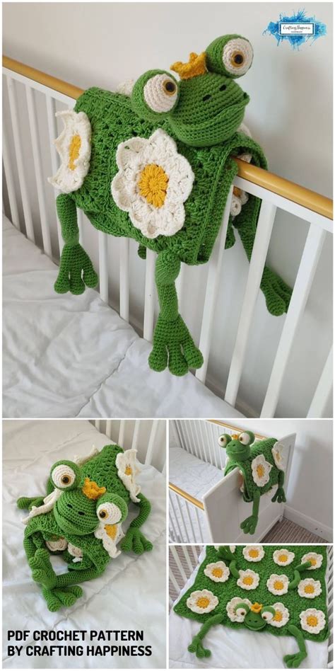 In Jungle Frog Folding Baby Blanket Crochet Pattern Pram Toy Blanket