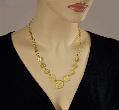 Coins Necklaces Gold Coin Necklace Gold Disc Necklace Gold Etsy