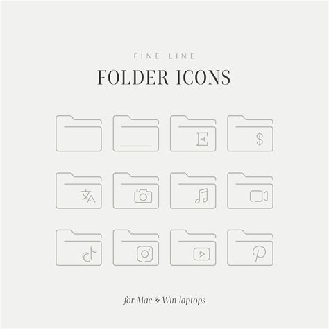 Minimalist Desktop Folder Icons, Desktop Folder Covers for Mac and ...