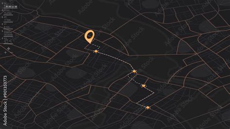 city map  route   point  marked   route