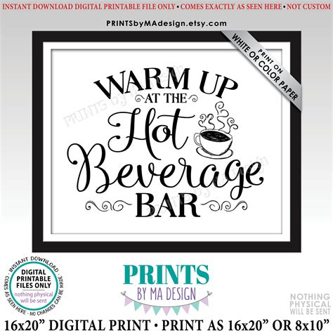 Warm Up At The Hot Beverage Bar Sign Coffee Tea Hot Chocolate Bar Warm Cocoa Apple Cider