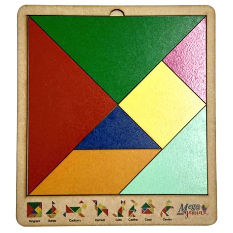 Brinquedo Educativo Tabuleiro Tangram Madeira Figuras Geom Tricas