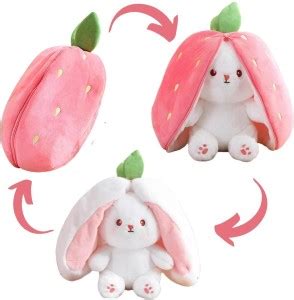 Scooba Super Soft Reversible Rabbit Strawberry Stuffed Toy Cm