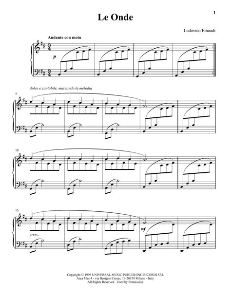 Le Onde By Ludovico Einaudi Sheet Music For Piano Solo At Sheet Music Direct