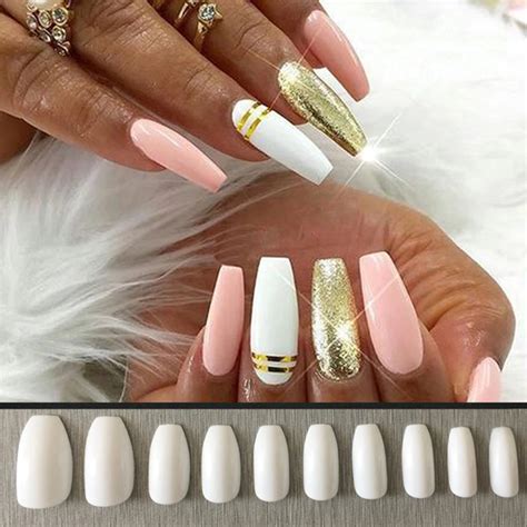 500pcs White Clear Nature Coffin False Nails Abs Long Full Cover Ballerina Nail Tips For Women