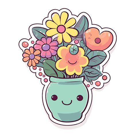 This Is A Sticker With Flowers In A Vase Clipart Vector Flower Vase Flower Vase Clipart