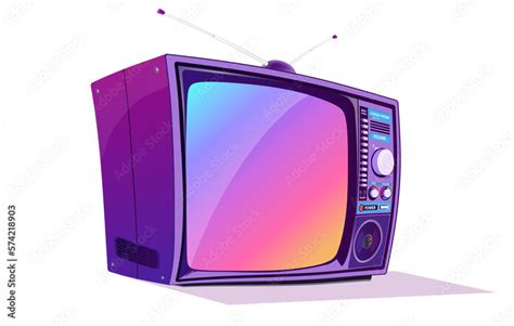 Old Style Television Vector Illustration 80s Technology 90s TV Set