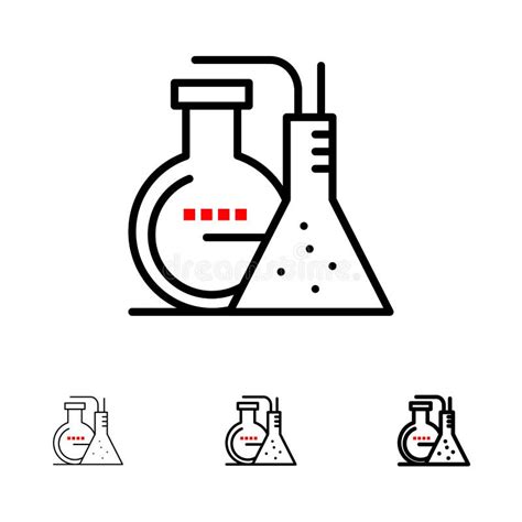 Chemicals Reaction Lab Energy Bold And Thin Black Line Icon Set