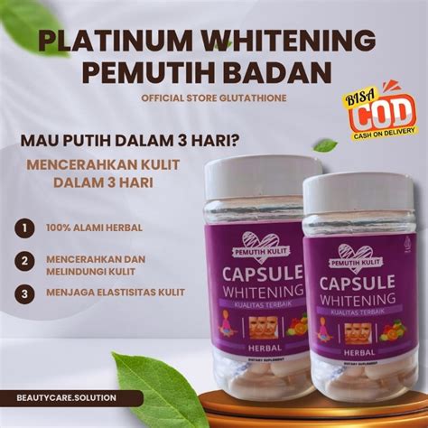 Jual Glutathione Platinum Whitening Kapsul Ungu Pemutih Badan Dan