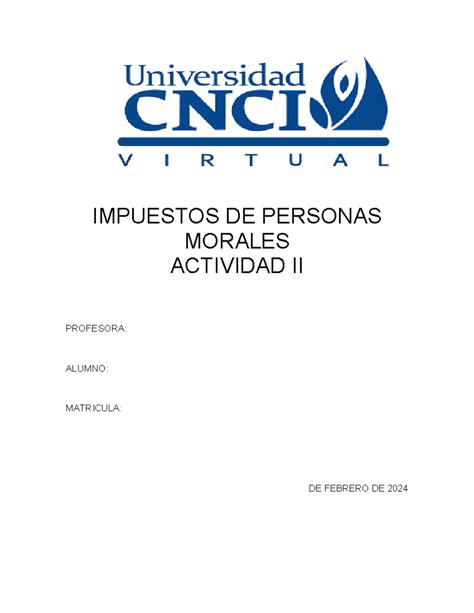 Impuestos De Personas Morales Actividad Impuestos De Personas