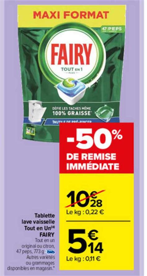 Promo Tablette Lave Vaisselle Tout En Un Fairy Chez Carrefour Market