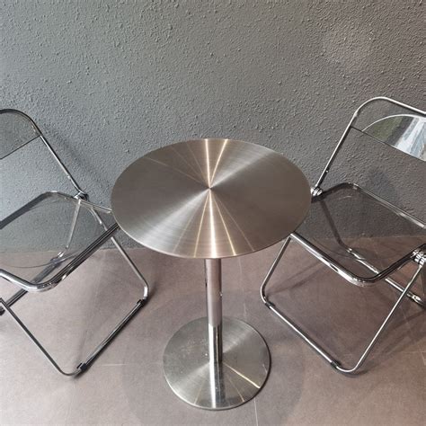 Industrial Style Stainless Steel Coffee Table Wrought Iron Round