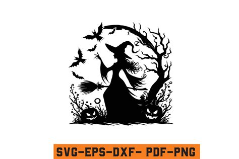 Halloween Witch Silhouette Vector SVG Graphic by Craftabledesign ...