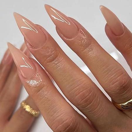 Amazon Votacos Press On Nails Long Stiletto Nude Fake Nails False