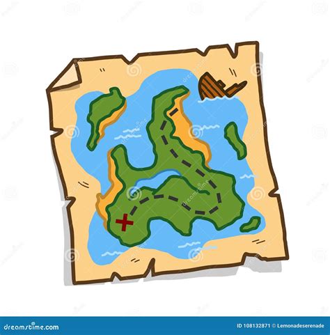 Garatuja Dos Desenhos Animados Do Mapa Do Tesouro Ilustra O Do Vetor