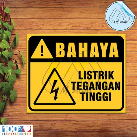 Jual Sign Rambu Bahaya Listrik Tegangan Tinggi 20cm X 25cm Stiker Jakarta Barat Am Shop