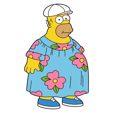 The Simpsons Character Wearing A Blue Dress With Pink Flowers On It And