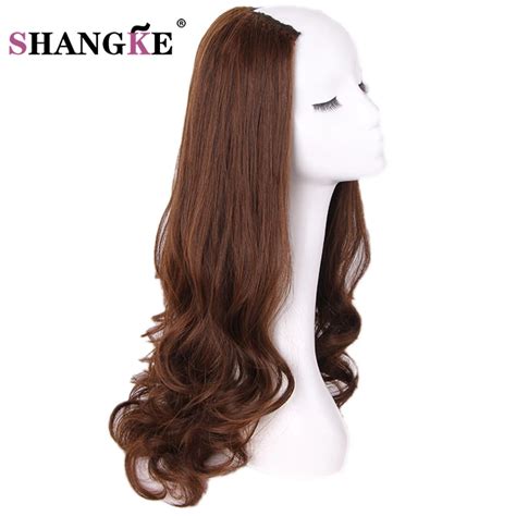 Shangke Long Wavy Half Wigs For Women Heat Resistant Synthetic Half