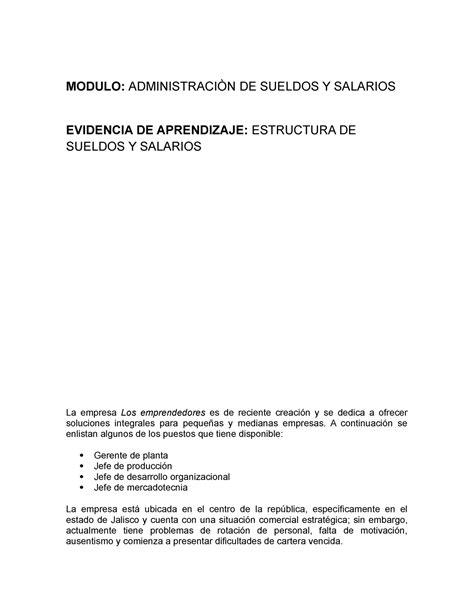 Estructura Sueldos Salarios Modulo Administraci N De Sueldos Y