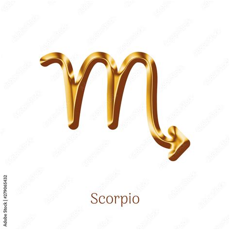 Scorpio Golden Zodiac Sign Isolated On White Background Star Sign For