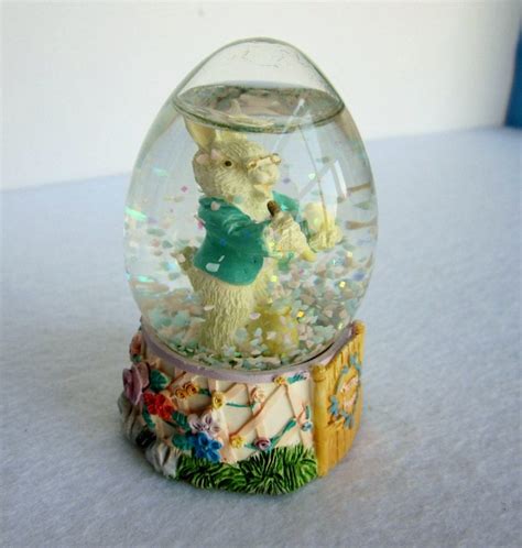 Vintage Easter Snow Globe Bunny Snow Globe By Baggageandbones