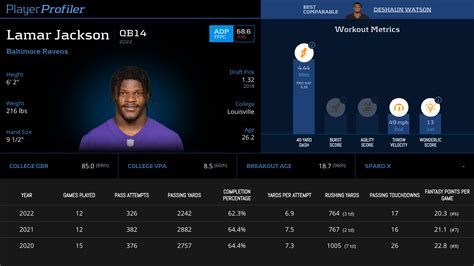 Lamar Jackson Stats & Fantasy Ranking - PlayerProfiler