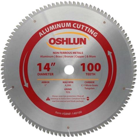 Oshlun 14 X 100t Aluminum Cutting Saw Blade Sbnf 140100