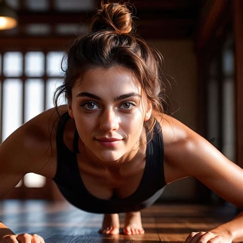 Premium Photo Smiling Athletic Woman Doing Planking Fitness Exercise