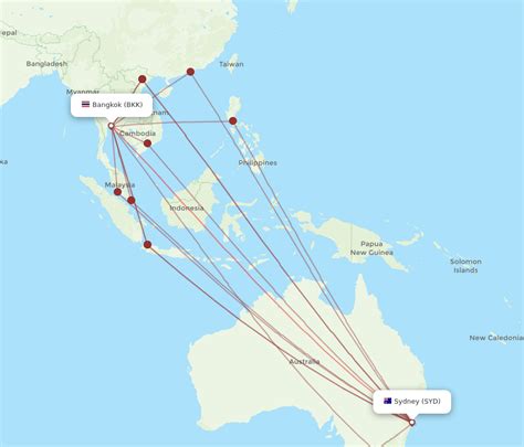 All Flight Routes From Bangkok To Sydney Bkk To Syd Flight Routes