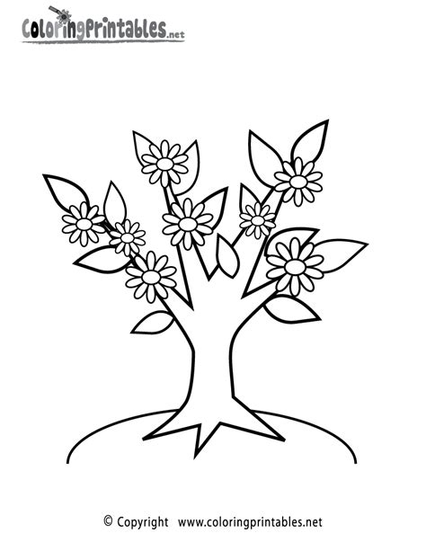 Free Printable Tree Flowers Coloring Page