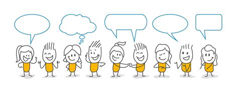 Stick Figures With Dialogue Speech Bubbles 8148071 Vector Art At Vecteezy