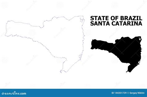 Vector Contour Dotted Map Of Santa Catarina State With Caption Stock