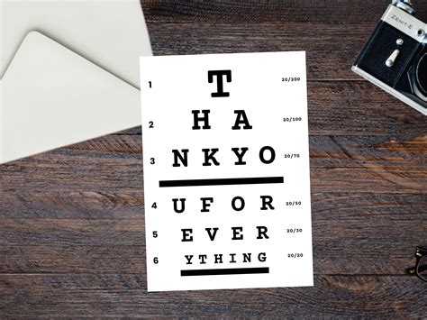 Printable Eye Chart Thank You Card Eye Doctor Card Card For Optometrist