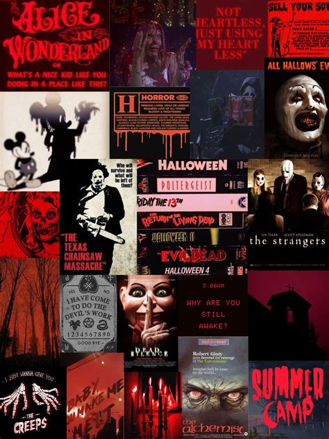 Red Vintage horror aesthetic wall collage print. Trendy | Etsy