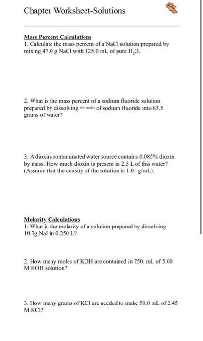 Solved Chapter Worksheet Solutions Mass Percent Calculations